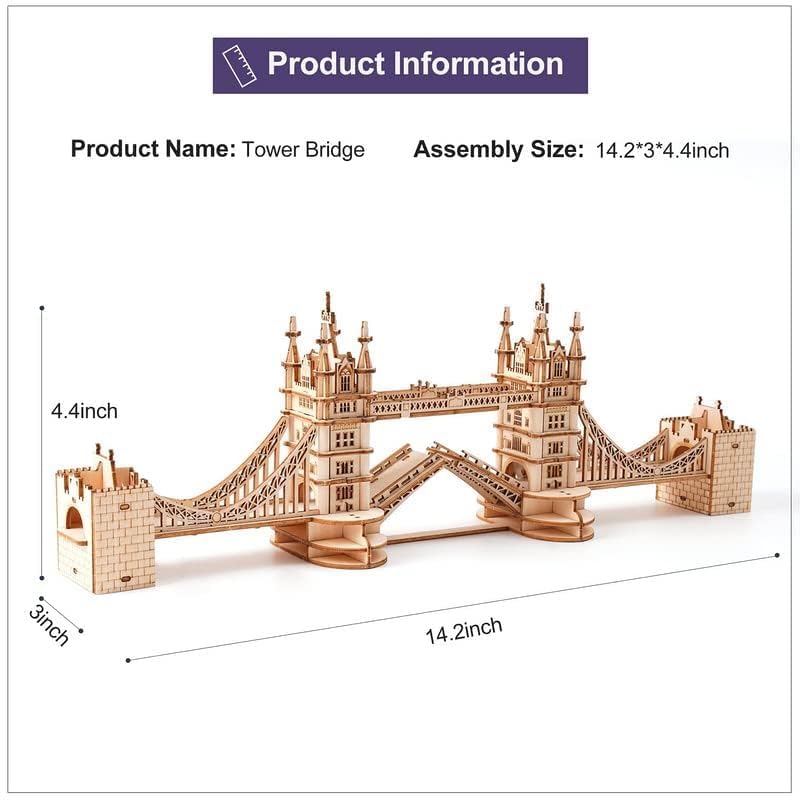 RoWood 3D Puzzle Tower Bridge Modellbau aus Holz - DIY Holzpuzzle Modellbausatz Bastelsets für Erwachsene - Handwerk Holzbausatz Geschenk zum Geburtstag/Weihnachten