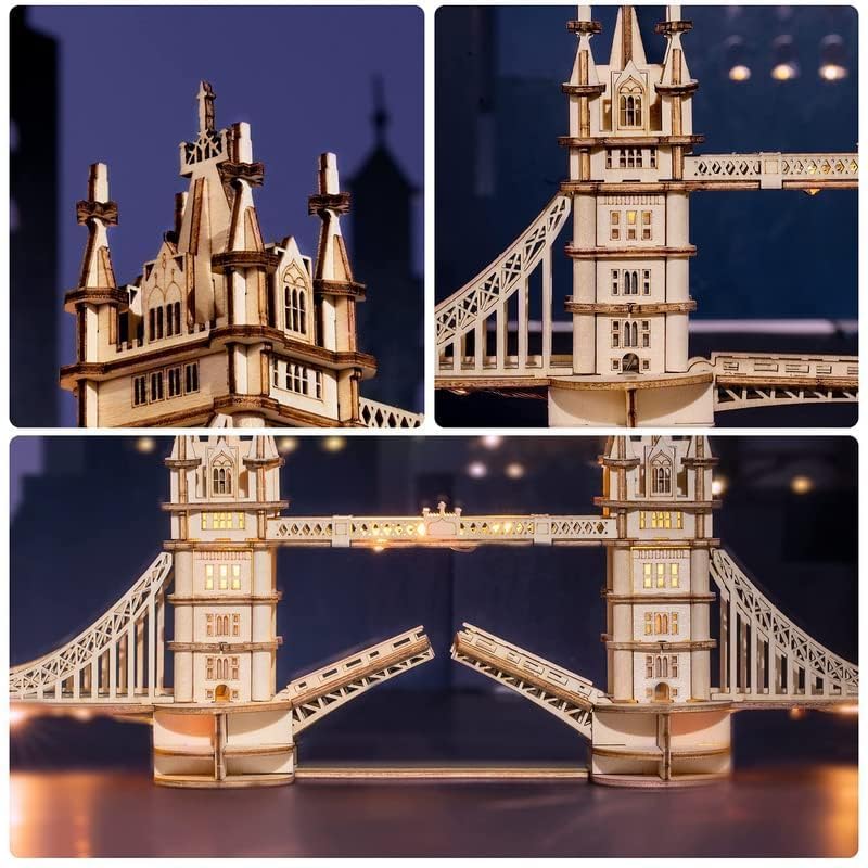 RoWood 3D Puzzle Tower Bridge Modellbau aus Holz - DIY Holzpuzzle Modellbausatz Bastelsets für Erwachsene - Handwerk Holzbausatz Geschenk zum Geburtstag/Weihnachten