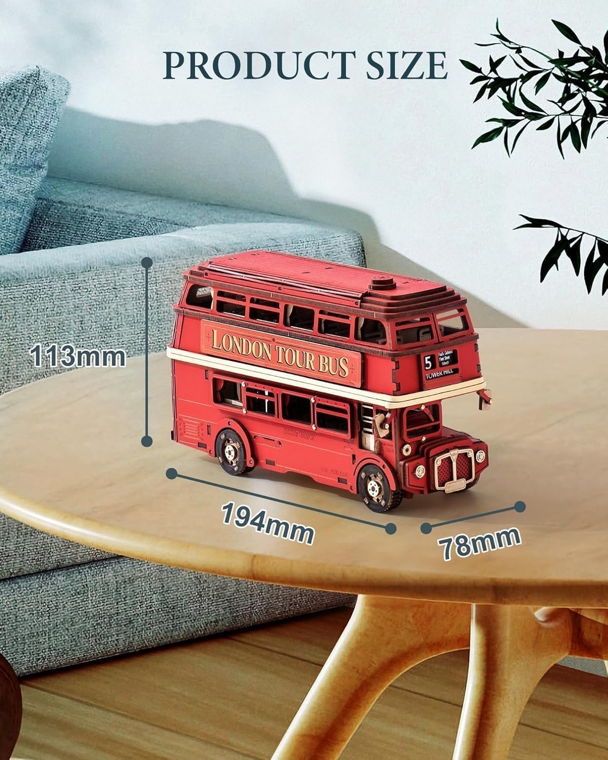 ROWOOD 3D Puzzle Holz London Tourbus, Retro Modellbausatz Für Erwachsene Zum Bauen, Bauen Sie Ihren Eigenen Holzbausatz, Kreatives Geschenk Zum Geburtstag Und Zu Weihnachten