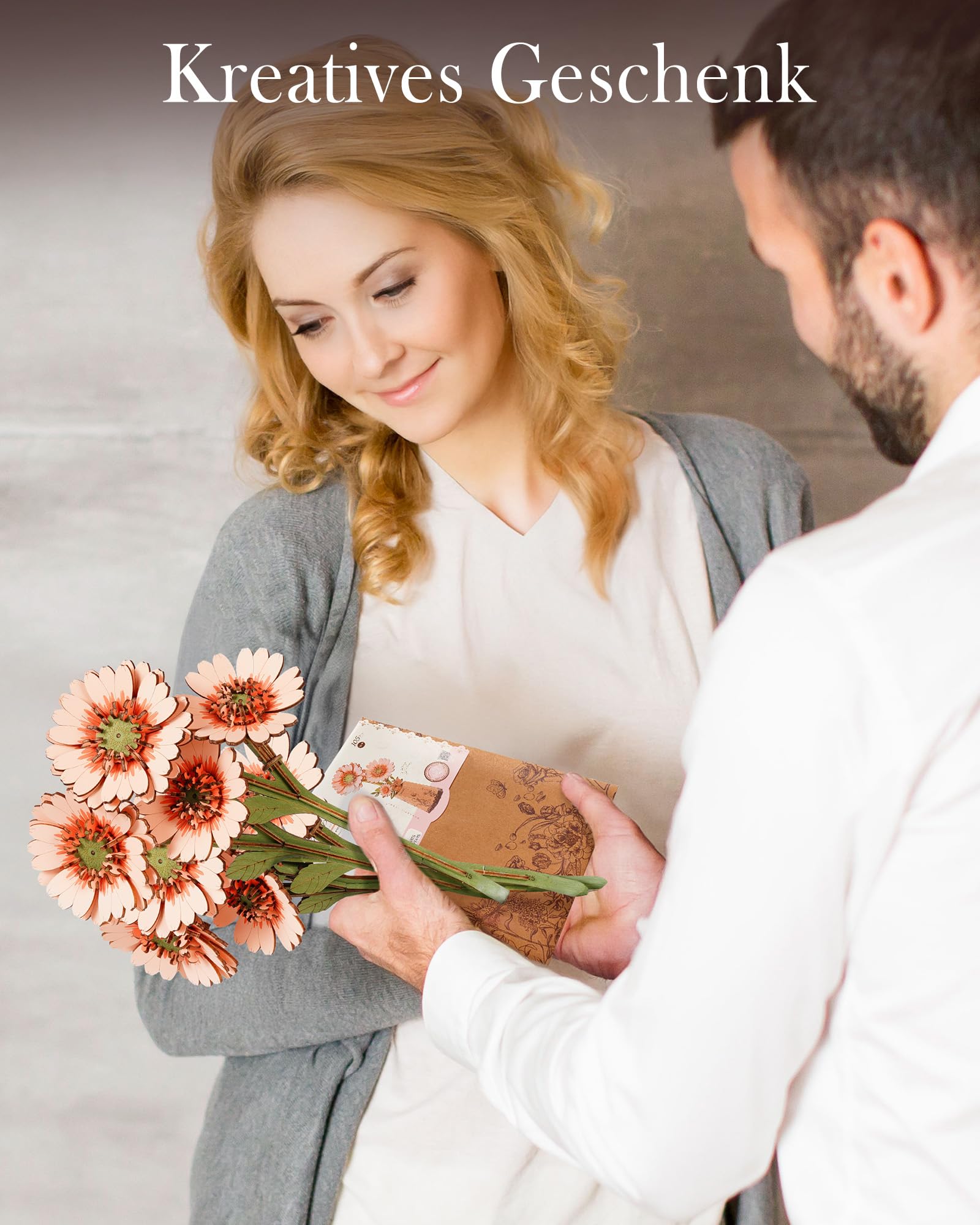 rowood Gerbera Künstliche Blume Holz 3D Puzzle Bastelset für Erwachsene Kinder Holzblume Modellbausätz für Dekoration Zuhause Kreative Geschenkidee zum Muttertag Valentinstag