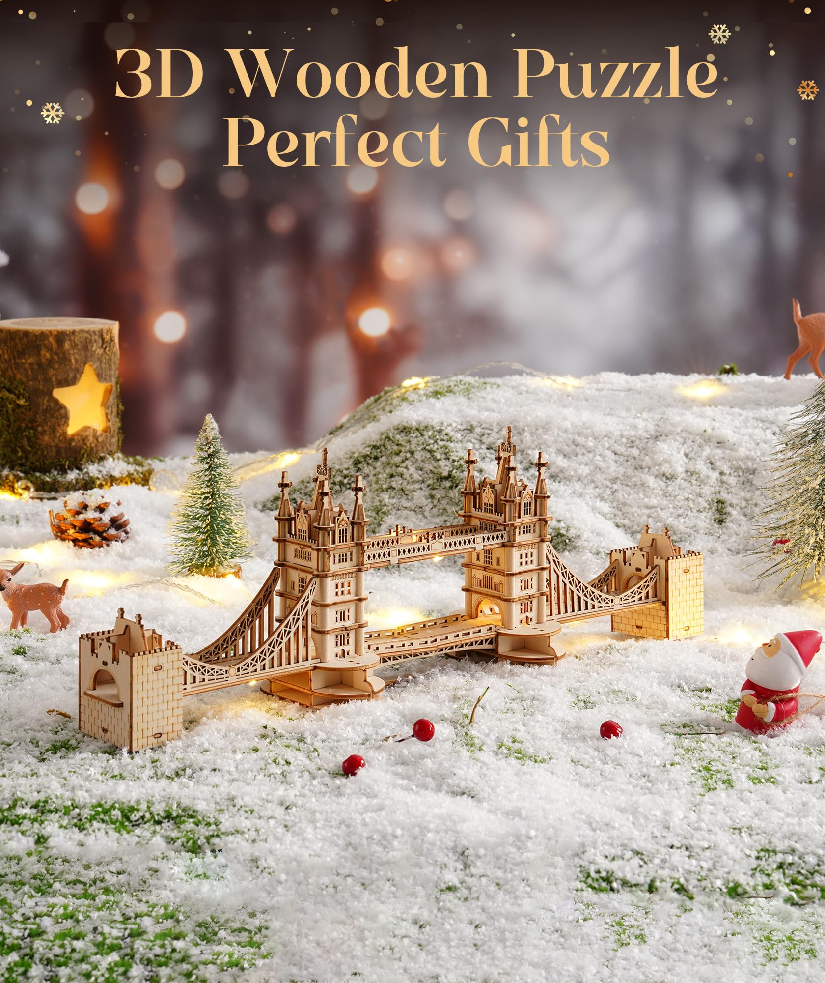 RoWood 3D Puzzle Tower Bridge Modellbau aus Holz - DIY Holzpuzzle Modellbausatz Bastelsets für Erwachsene - Handwerk Holzbausatz Geschenk zum Geburtstag/Weihnachten