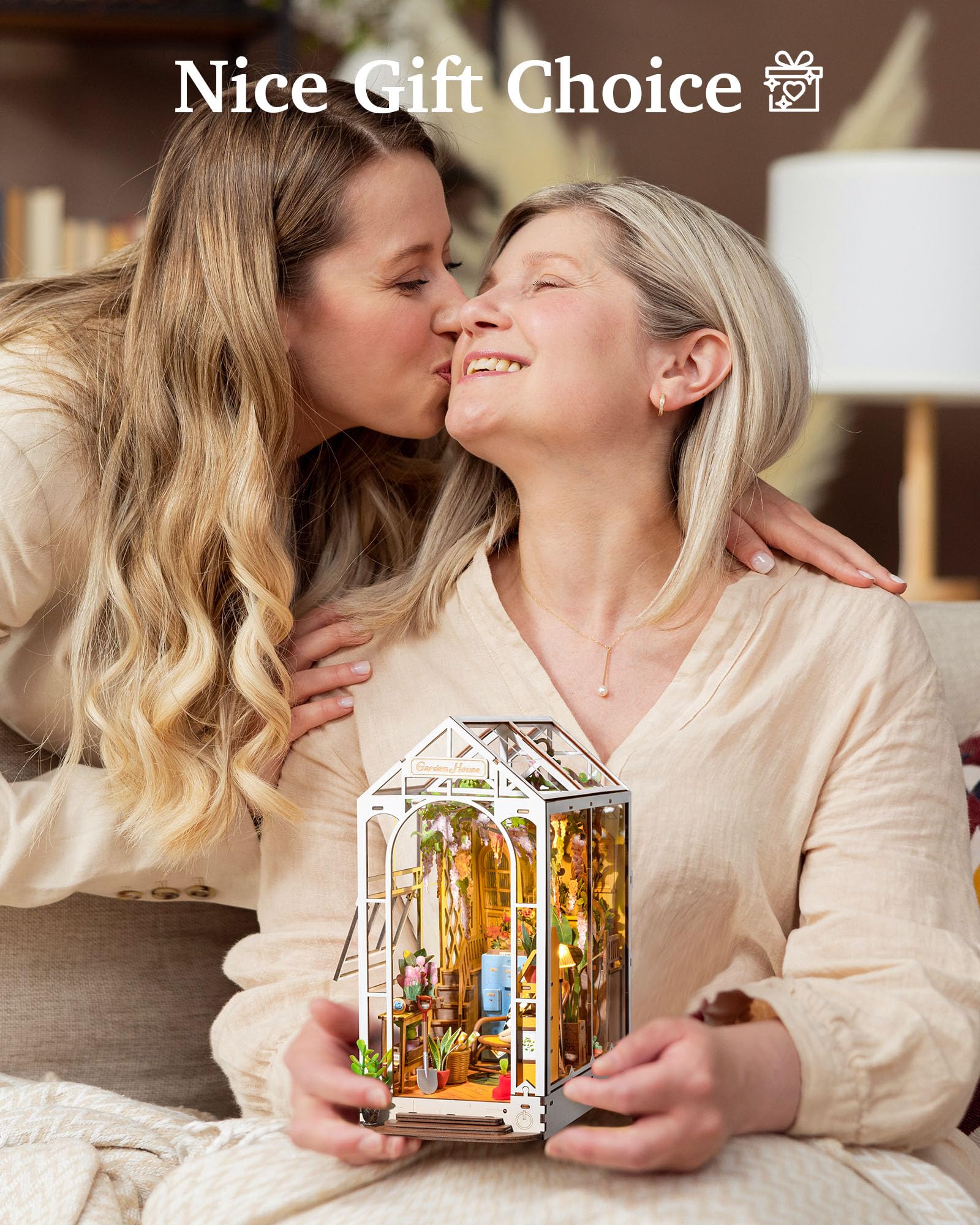 Rolife Book Nook Kit für Erwachsene DIY Miniature House mit Licht für Buchstütze Bibliothek Bücherregal Dekoration 3D Puzzle Buchstützen aus Holz Erwachsene Booknook Geschenken für Frauen