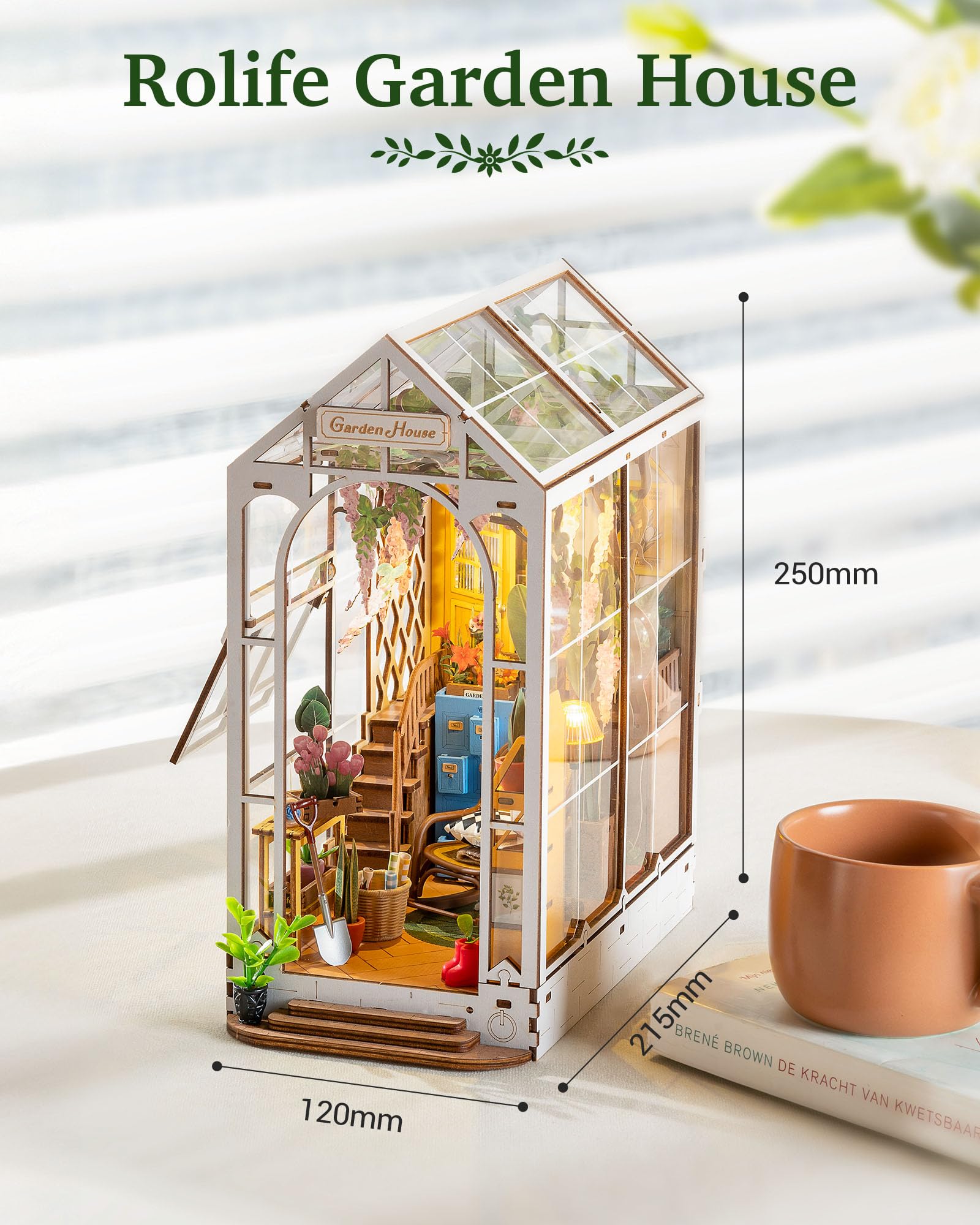 Rolife Book Nook Kit für Erwachsene DIY Miniature House mit Licht für Buchstütze Bibliothek Bücherregal Dekoration 3D Puzzle Buchstützen aus Holz Erwachsene Booknook Geschenken für Frauen