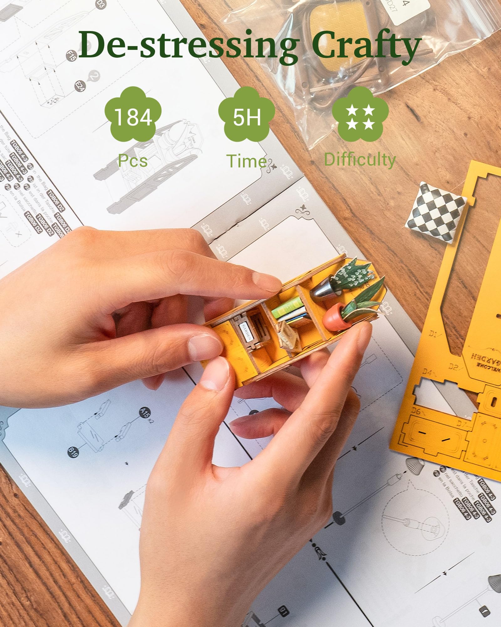 Rolife Book Nook Kit für Erwachsene DIY Miniature House mit Licht für Buchstütze Bibliothek Bücherregal Dekoration 3D Puzzle Buchstützen aus Holz Erwachsene Booknook Geschenken für Frauen